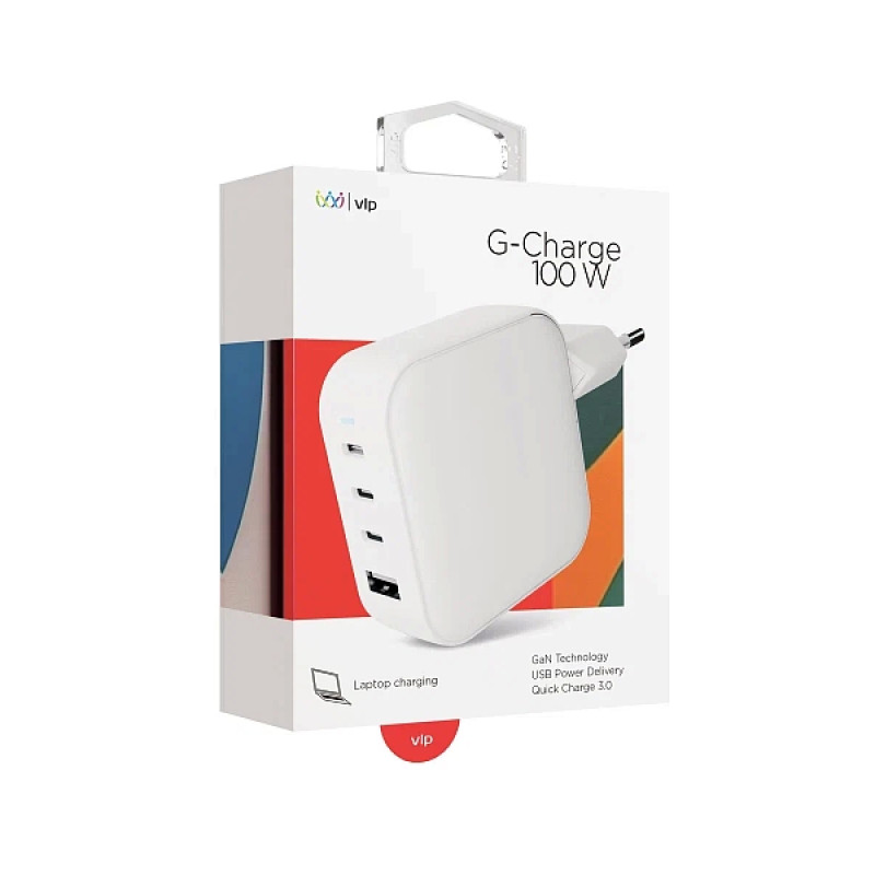 Сетевое зарядное устройство "vlp" G-Charge 30Вт USB-C+USB-A, PD, QC, белый