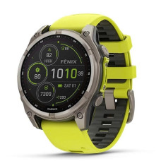 Часы Garmin Fenix 8 - 47 mm Solar Sapphire Titanium Amp Yellow / Graphite